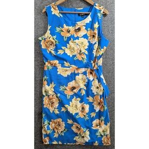 GLAMOUR Dress Sleeveless Floral Print Buckle Tie Detail Women's Size 14 Tropical